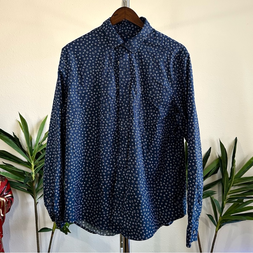George Blue Patterned Dress Shirt